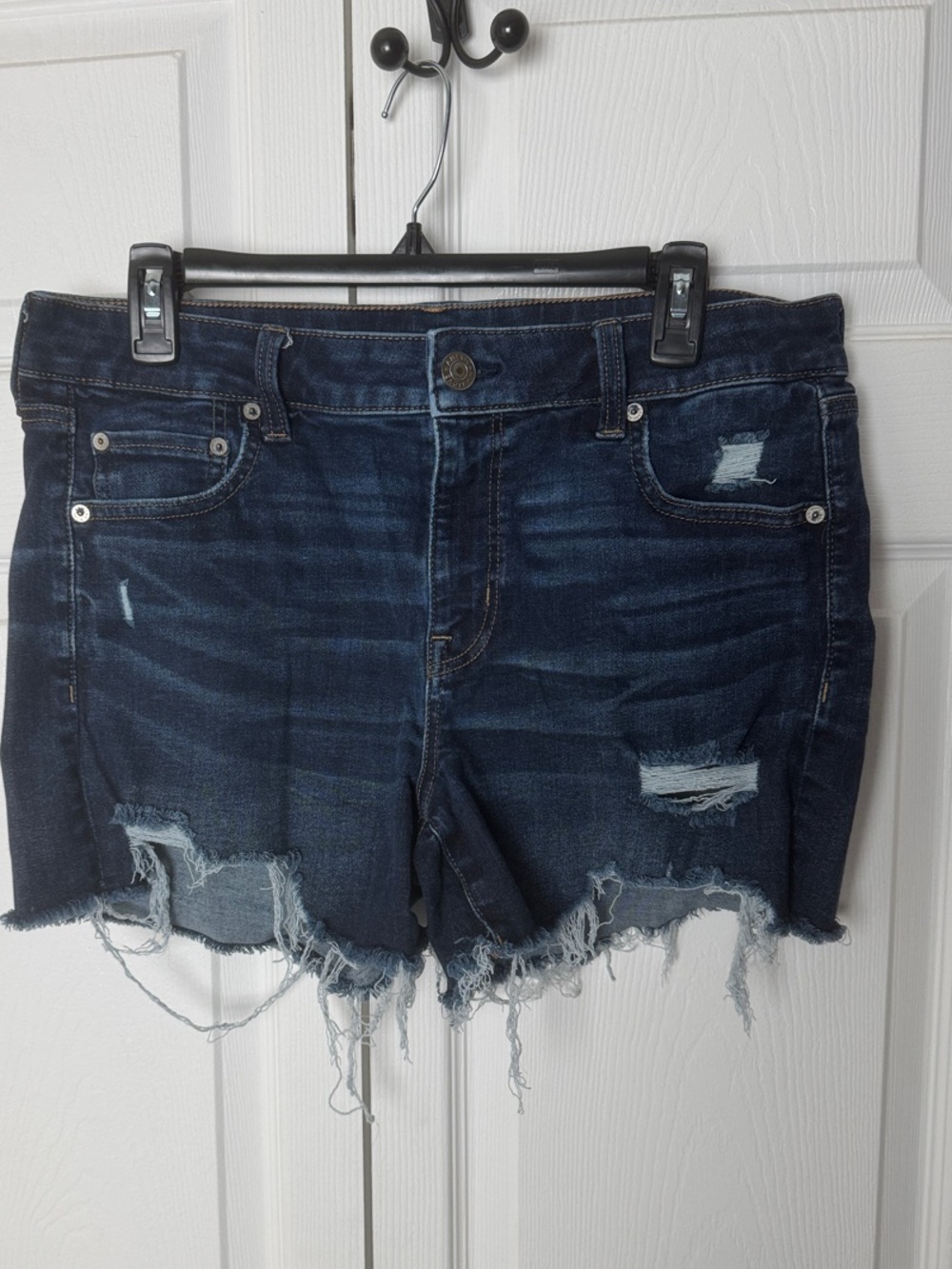 American Eagle Outfitters Dark Indigo Distressed Denim Shorts